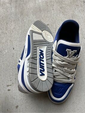 Size 11- Louis Vuitton Men’s Low-Top Sneakers in Blue and White